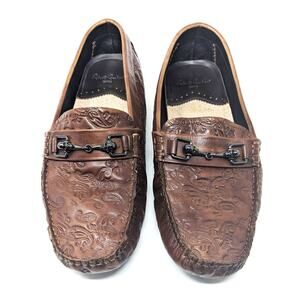 Robert Graham Shoes Mens 10.5 Tequila Leather Brown Driving Loafers Slip On